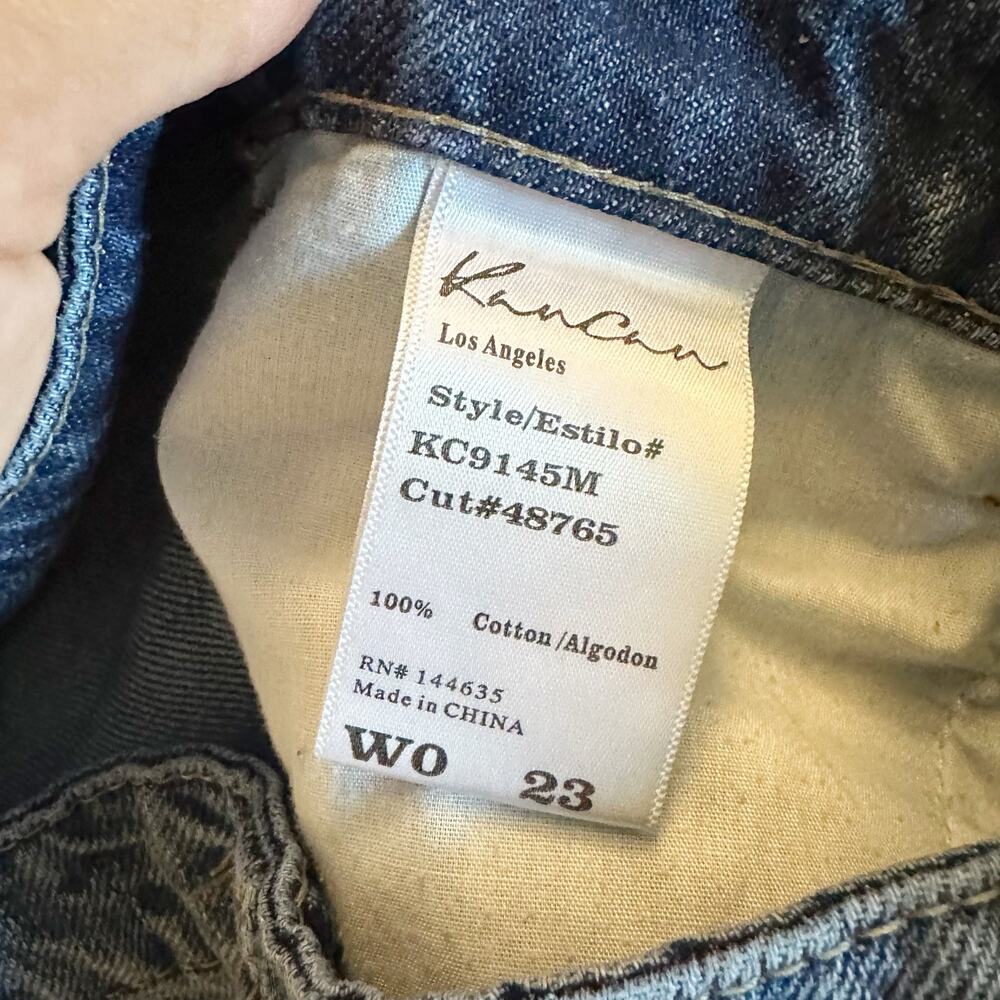 KanCan High Rise Distressed Cutoff Denim Shorts Size W0 23 Raw Hem Blue - Picture 4 of 5